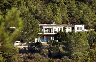 View of the finca in Ibiza on a slope