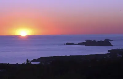 Sunset on the terrace of the Finca Casa Key West in Ibiza